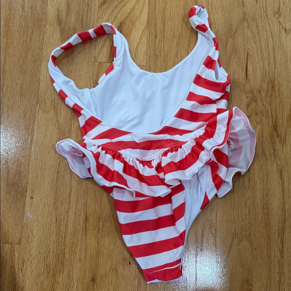Beach Riot Red & White Striped Ruffle One-Piece Swimsuit - Picture 2 of 3